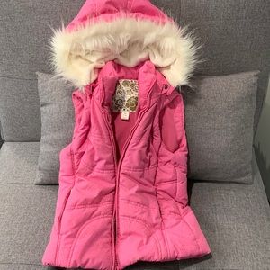 Girls pink puffer vest size 7-8